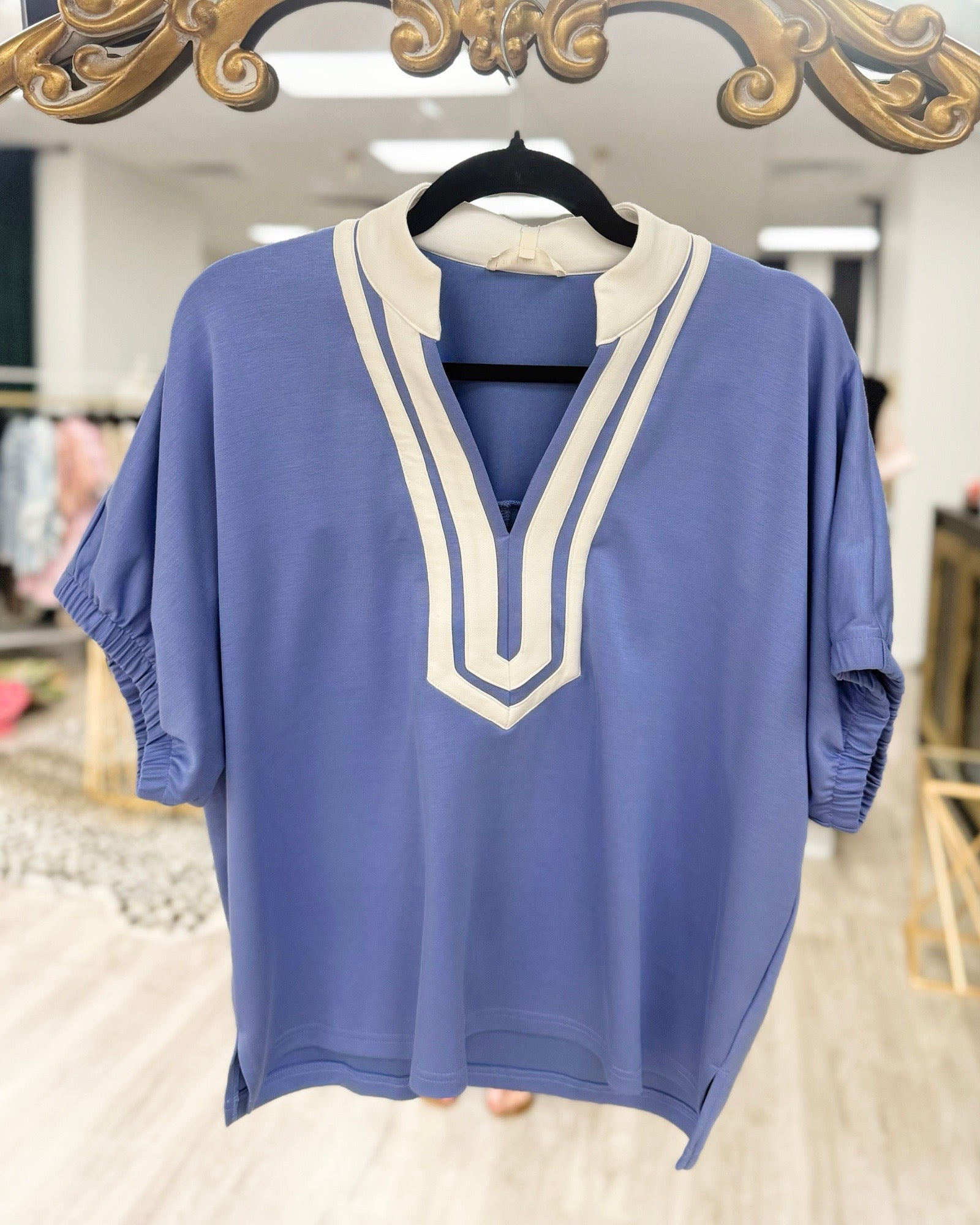 chambray top women boutique front view
