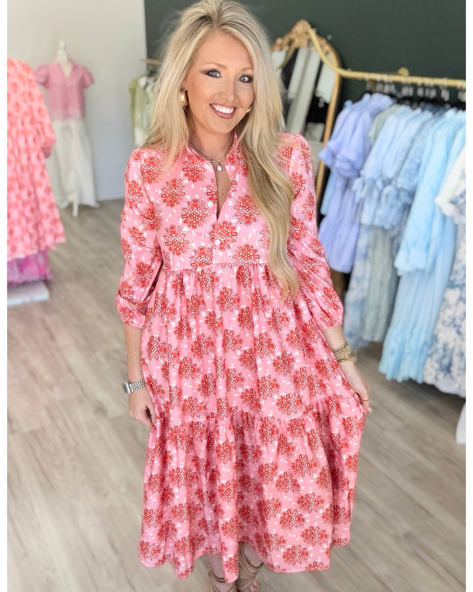 Sunday Up Floral Orange Maxi Dress