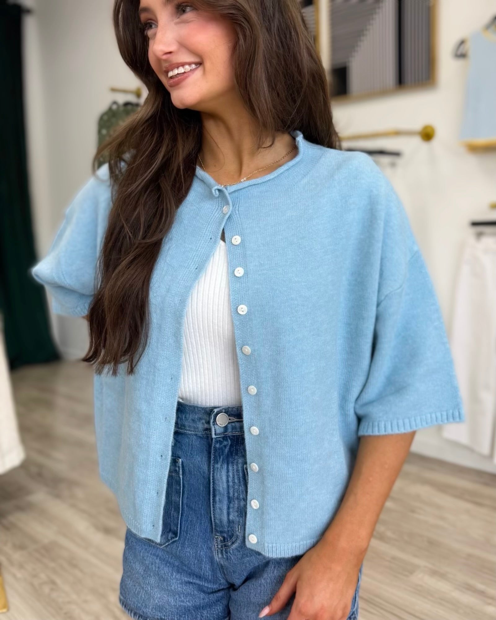 Bluebell Breeze Short Sleeve Cardigan – Champagne Taste Clothing