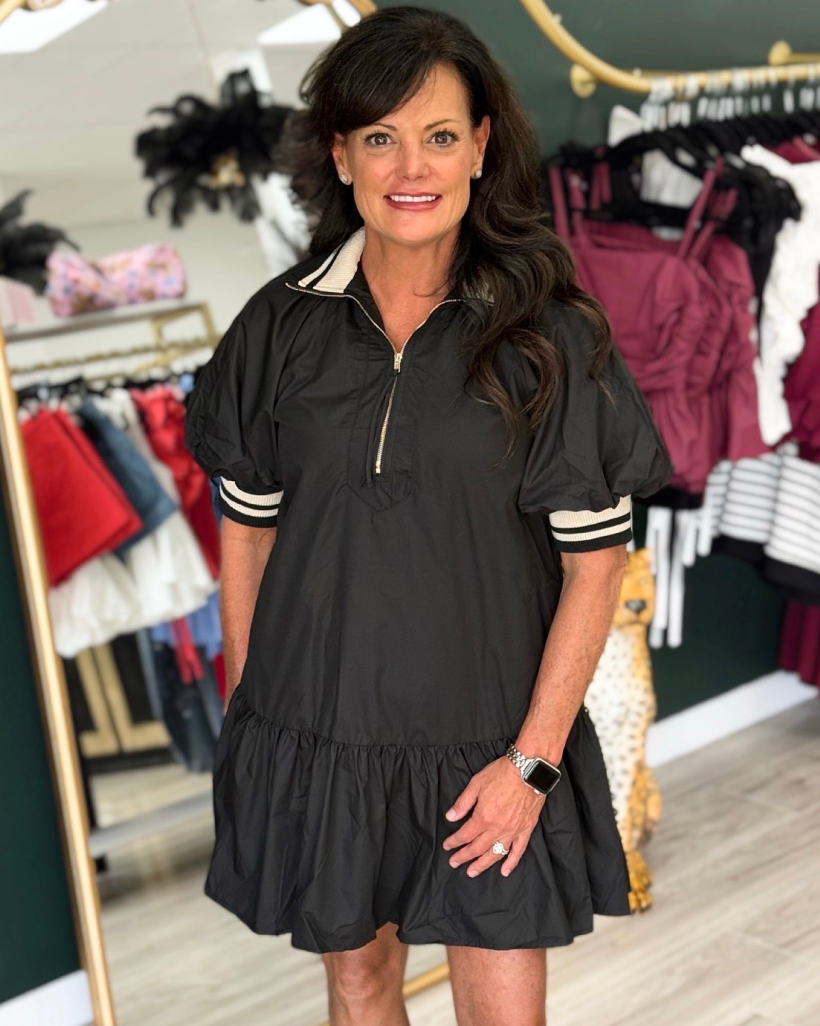 Black Solid Puff Sleeve Mini Dress – Champagne Taste Clothing & Co LLC