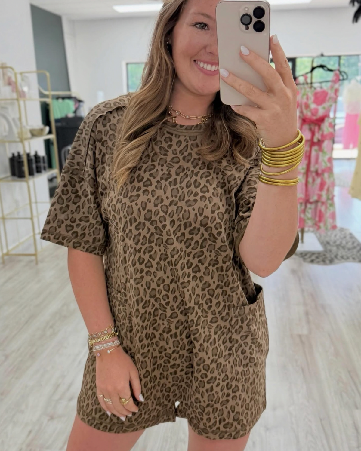 Oversized leopard romper for women