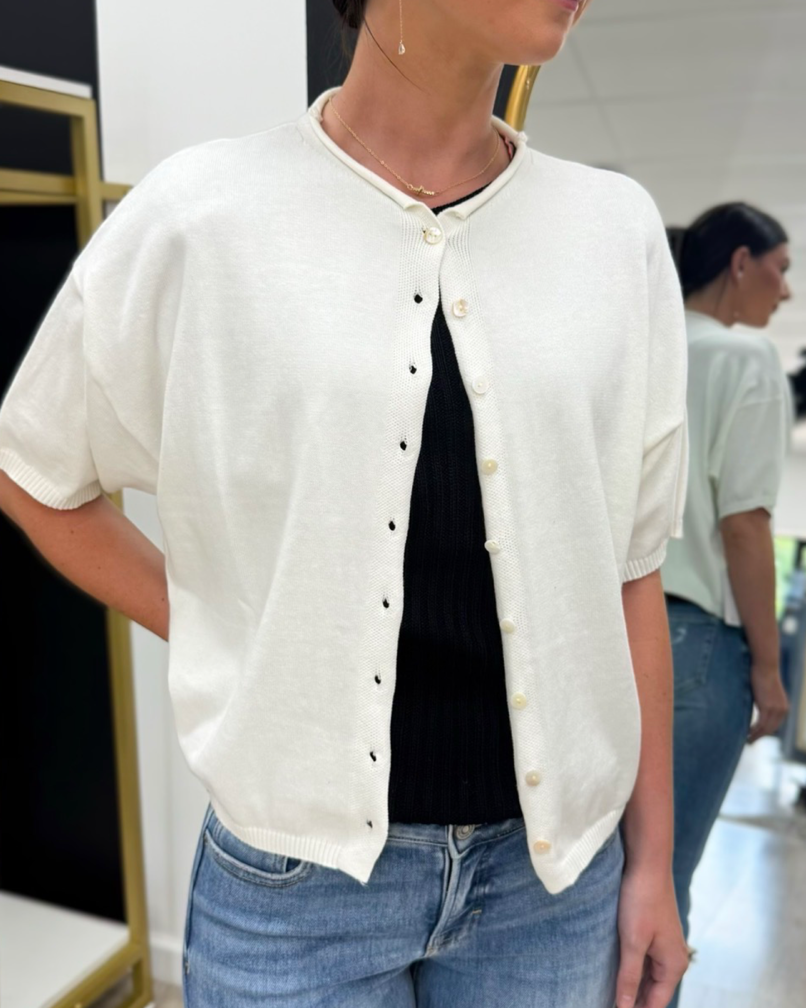 White staple piece cardigan by things in between 
