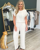 Blu Pepper Khaki Wide Leg Pant Set